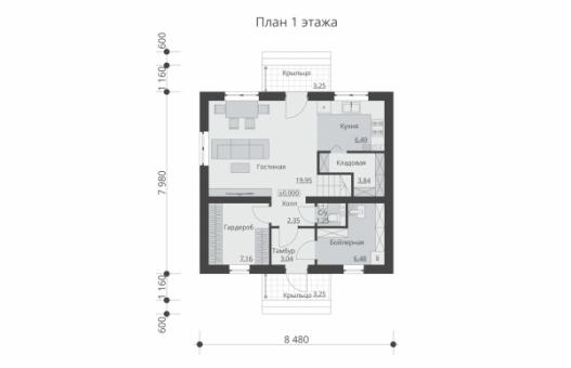 Одноэтажный дом с мансардой и тремя спальнями